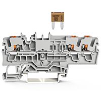 WAGO Svorka 2202-1781 3vodičová pojistková pro automobilové nožové pojistky dle DIN 7258-3f, ISO 8820-3, šedá