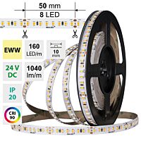 MCLED Pásek LED SMD2835 EWW, 160LED/m, 9W/m, DC 24V, 1040lm/m, CRI90, IP20, 10mm, 5m