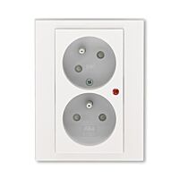 ABB LEVIT Dvojzásuvka 5593H-C02357 68 s ochranou před přepětím , IP40, perleťová/ledová bílá