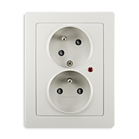 ABB SWING Dvojzásuvka 5593J-C02357 S1 s natočenou dutinou, s ochranou před přepětím a optickou signalizací poruchy,světle šedá