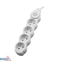 BEMKO Přívod prodlužovací 5m 4zásuvka 250V/16A s vypínačem IP20 bílá