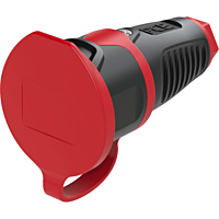 PCE Spojka 230V/16A dětská pojistka víčko guma/polyamid IP54 černá/červená