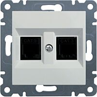 Zásuvka telefonní 2xRJ11 cat.3, bílá les