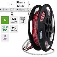 MCLED Pásek LED SMD2835 G, 120LED/m, 9,6W/m, DC 24V, 640lm/m, IP67, 10mm, 50m