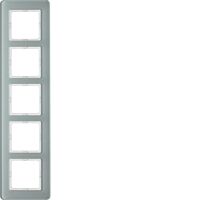 Rámeček, 5-násobný, Berker Q.7, sklo bíl