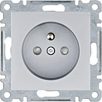 HAGER Zásuvka LUMINA WL1042 16A clonky IP20 stříbrná mat