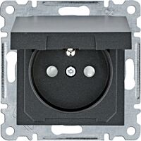 HAGER Zásuvka LUMINA WL1143 clonky a víčko IP44 stříbrná mat