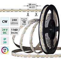 MCLED Pásek LED SMD2835 CW, 240LED/m, 14,4W/m, DC 24V, 1160lm/m, CRI97, IP20, 10mm, 50m