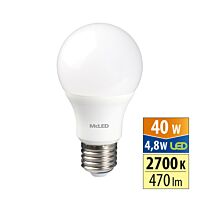 MCLED ŽárOVKA LED 4,8W-40 E27 470lm 2700K úhel 200°