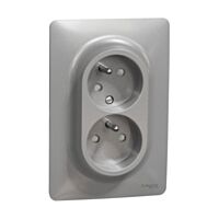 SCHNEIDER Zásuvka Unica 16A dvojzásuvka pootočená aluminium