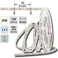 MCLED Pásek LED SMD3528 dual white EWW-CW, 120LED/m, 9,6W/m, 720lm/m, IP20, DC 12V, 8mm, 50m