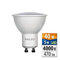 MCLED Žárovka LED 5W-40 GU10 4000K 100°