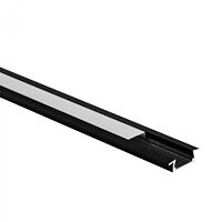 ECO LIGHT Profil LED P02 vestavný hliníkový černý 2m + difuzor opál/mléčný + 4x koncovka