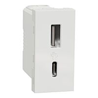 SCHNEIDER Zásuvka Unica - Dvojitý nabíjecí USB konektor A+C 2.4A, 1M, Bílá