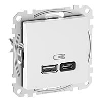 SCHNEIDER Zásuvka Sedna D/E - Dvojitá USB A+C nabíječka 3A 45W, Bílá