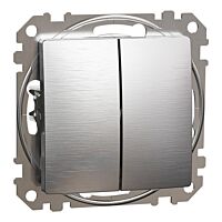 SCHNEIDER Sedna Design & Elements Přepínač střídavý ř.6+6, Leštěný Hliník