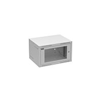 SOLARIX Skříň nástěnná GrandN-6U-645-11-G, 450mm, 19", skleněné dveře, IP20, šedá