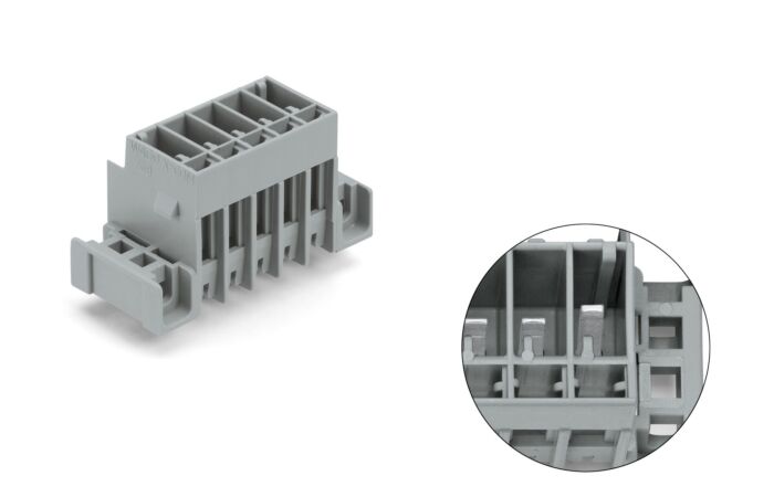WAGO Konektor 769-635/003-036 s pájecími piny THT Pájecí kontakt 1,0 × 1,0 mm Rovné provedení Zelenožlutá/šedá