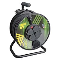 EMOS Přívod prodlužovací 50m zásuvky 4x230V/16A na bubnu IP44 černá (H05RRF3G 3x1,5)