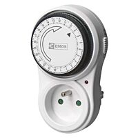 EMOS Hodiny spínací EMOS 100-600-6FD/2A Analogové se zásuvkou16A 230V IP20