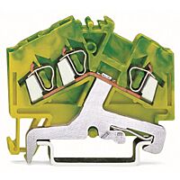 WAGO Svorka 280-637 3vodičová, řadová, pro ochranný vodič, na DIN lištu 35 × 15 a 35 × 7,5, CAGE CLAMP®, 2,50 mm², zelenožlutá