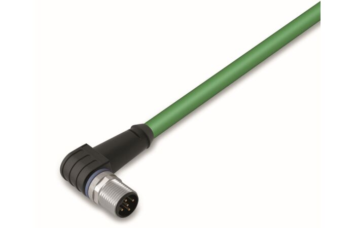 WAGO Kabel 756-1202/060-020 Ethernet zástrčka M12D úhlová 4pólová zelená 2m