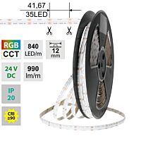 LED pásek COB RGB + CCT, 840LED/m, 18W/m