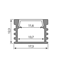 Přisazený hliníkový profil PP2 17x13mm v