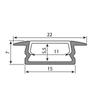 Vestavný hliníkový profil VR3 22x7mm bez