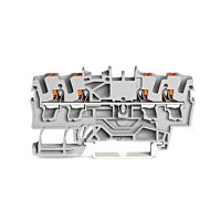 WAGO Svorka 2202-1401 4vodičová průchozí s ovládacím tlačítkem 2,5 mm², šedá