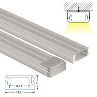 MCLED Profil AL 15x7mm, PG přisazený, čirý difuzor, komplet, 2m