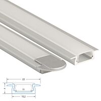 MCLED Profil AL 22x7mm, VR vestavný, matný difuzor, komplet, 2m