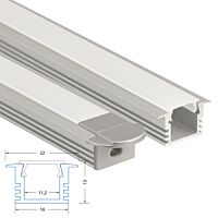 MCLED Profil AL 22x13mm, VL vestavný, mléčný difuzor, komplet, 2m
