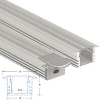 MCLED Profil Al 22x13mm, VL vestavný, čirý difuzor, komplet, 2m