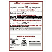 STRO.M Tabulka "POŽÁRNÍ POPLACHOVÉ SMĚRNICE" A3 P, samolepící
