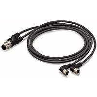 WAGO Kabel 756-5514/040-020 pro senzor / akční člen 2× zásuvka M8 úhlová, zástrčka M12A přímá