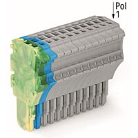 WAGO Konektor 2020-115/000-039 1vodičový pružinový Push-in CAGE CLAMP® 1,5 mm², zelenožlutá/modrá/šedá