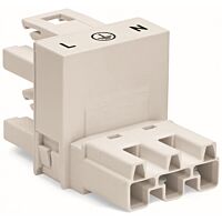 WAGO Rozdělovač-h 770-686 3pól, kód. A, 1 vstup 2 výstupy, vývody na jedné straně, 3 blokovací západky, pro neupevněné spoje, bílá