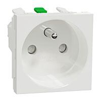 SCHNEIDER Zásuvka Unica 250V/16A 2P+E, clonky, bezšroubová, bílá