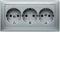 Zásuvka, 3x SCHUKO s trojrámečkem, kompl