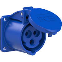 PCE Zásuvka 16A/230V vestavná 3-pólová, IP44, příruba 55x55mm, přímá