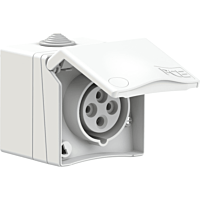 PCE Zásuvka 16A/400V nástěnná designová, 4-pólová, IP44, bílá