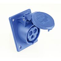 PCE Zásuvka 16A/400V vestavná 4-pólová, IP44, šikmá, příruba 80x97mm