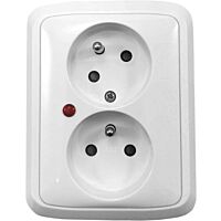 HAKEL Dvojzásuvka TANGO ZS-1.2T s ochranou před přepětím, natočená, bílá