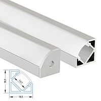 MCLED Profil AL 19x19mm, RT rohový, mléčný difuzor, komplet, 2m