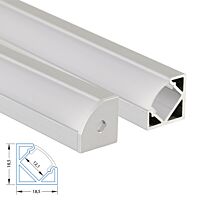 MCLED Profil AL 19x19mm, RT rohový, matný difuzor, komplet, 2m