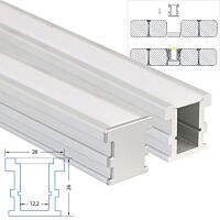 MCLED Profil AL 26x26mm, BV nášlapný, mléčný difuzor, komplet, 2m