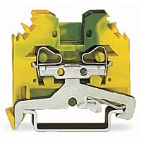 WAGO Svorka 281-107 2vodičová, pro ochranný vodič, na DIN lištu 35 × 15 a 35 × 7,5, CAGE CLAMP®, 4,00 mm², zelenožlutá