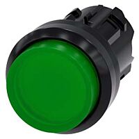 SIEMENS Tlačítko, osvětlené, 22 mm, kulaté, plast, zelená, knoflík stiskací