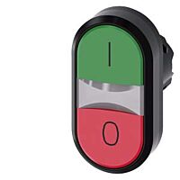 SIEMENS Dvojtlačítko osvětlené, 22 mm, kulaté, plast, zelená barva: I, červená: O